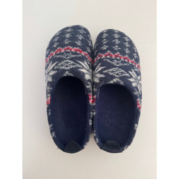 L.L.Bean Womens Wool Slipper Clogs Nordic Blue Size 6 Nostalgic Christmas Winter - Picture 4 of 7